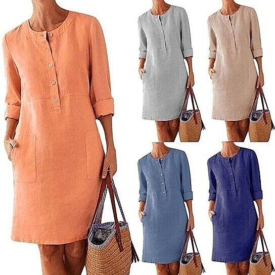 Buy Linen Button Down Shirt Dress by ...