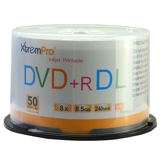 Buy Dvd R Dl 8x 8 5gb 240min Recordable White Inkjet Printable Double Layer Dvd 50 Pack Blank Discs In Spindle By Xtrempro Us On Opensky