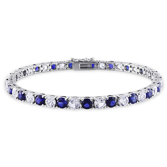 Buy 11.00 CTTW Blue and White Simulated Diamond Tennis Bracelet in White Gold by yeidid