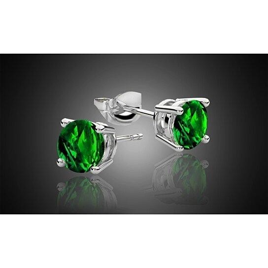 2.00 CTTW Emerald Stud Earrings Set in Sterling Silver