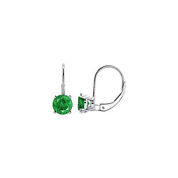 2.00 CTTW Genuine Emerald Round Cut Leverback Earrings