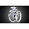 18k White Gold Emerald Cut Sapphire Ring & Band Set
