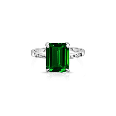 4.00 CTTW Emerald Sterling Silver Ring