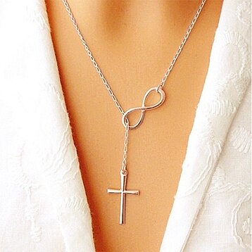 Buy 18k Gold, Rose Gold Or Sterling Silver Infinity Cross Lariat