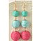 SALE! Designer Inspired Ombre Threaded Ball Drop Earrings * Triple Thread Ball Pom Pom Style Earrings