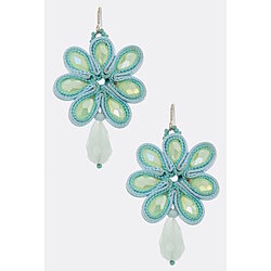 Gorgeous & Feminine Silk Trim Laced Crystal Flower Earrings