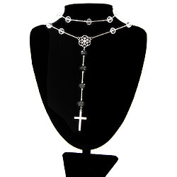 SALE! Rosary Style Beaded Chain Long Crystal Necklace with Pendant