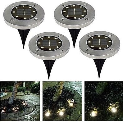 4 Pack Waterproof LED Solar Underground Lights Stainless Steel