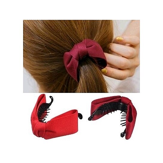 Buy Korean Sweet Fabric Bow Hair Claw Elegant Women Solid Cloth